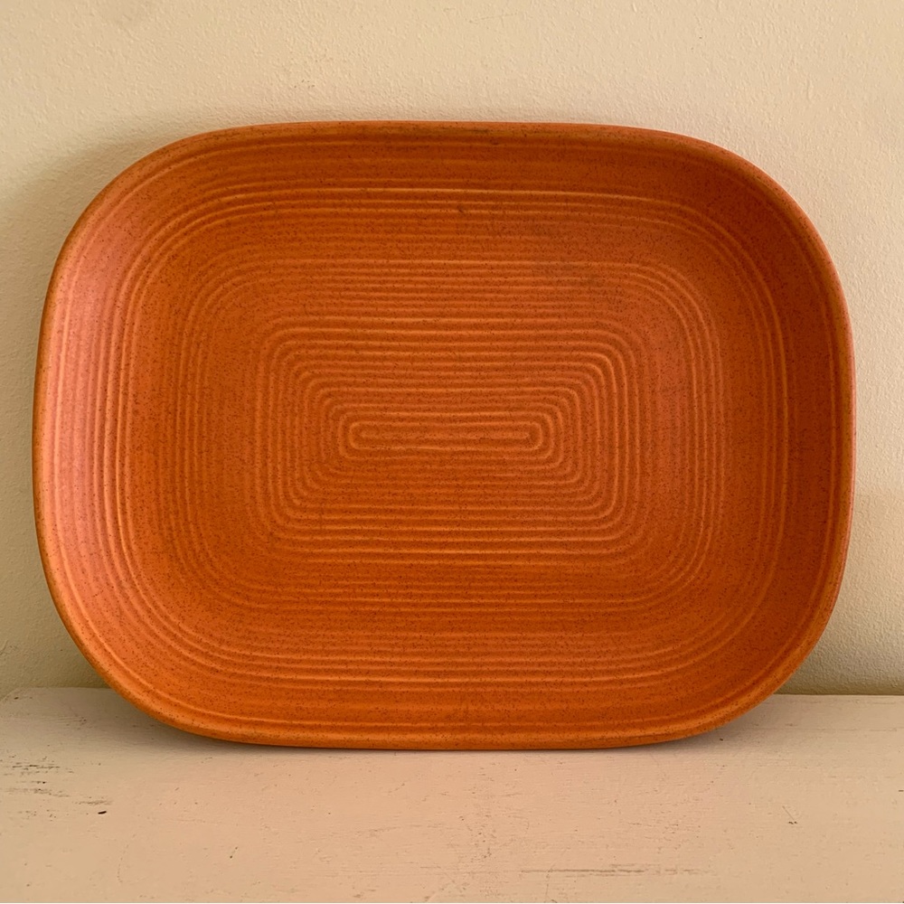 Vintage ROYAL STONE Stoneware Concentric Rings Design Platter Server MCM